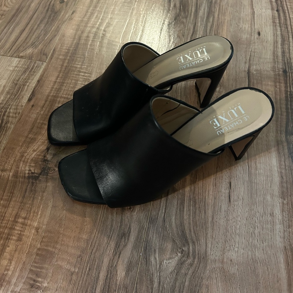 Luxe Black Women's Heeled Mules